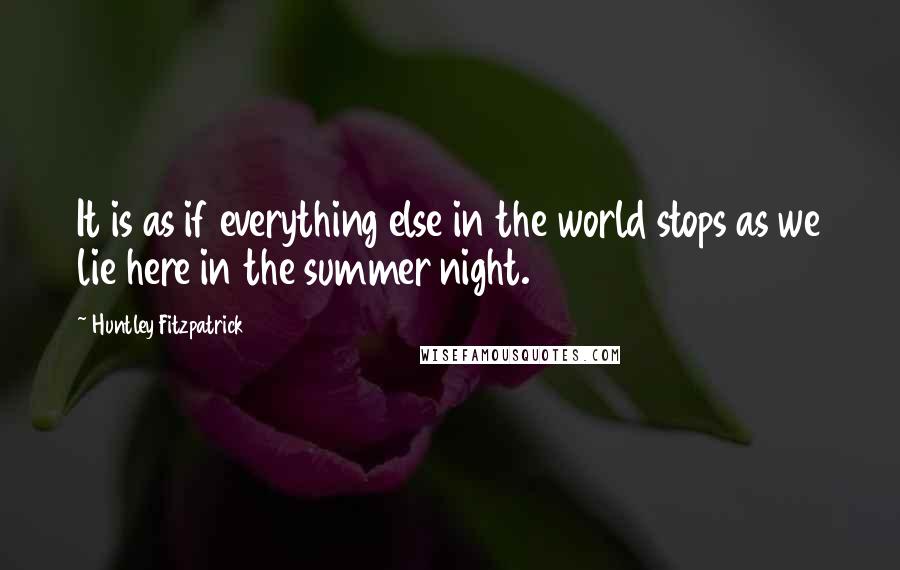 Huntley Fitzpatrick Quotes: It is as if everything else in the world stops as we lie here in the summer night.