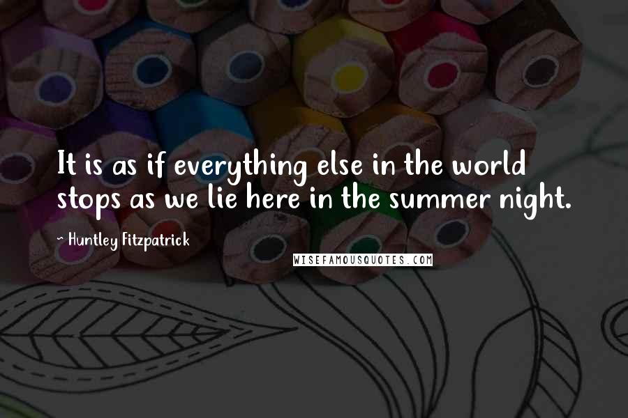 Huntley Fitzpatrick Quotes: It is as if everything else in the world stops as we lie here in the summer night.