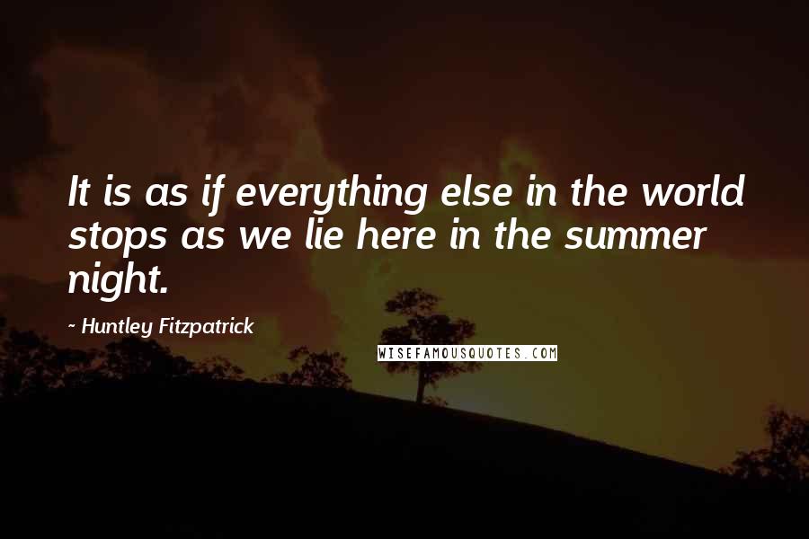 Huntley Fitzpatrick Quotes: It is as if everything else in the world stops as we lie here in the summer night.