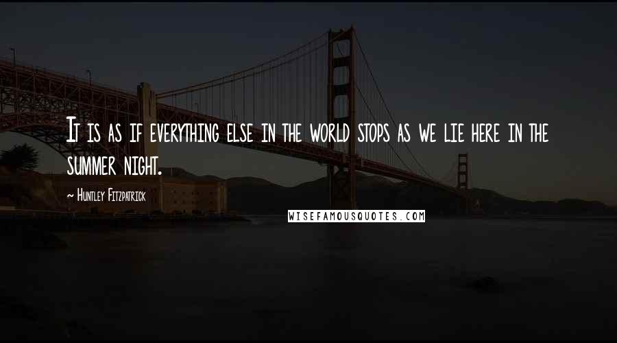 Huntley Fitzpatrick Quotes: It is as if everything else in the world stops as we lie here in the summer night.