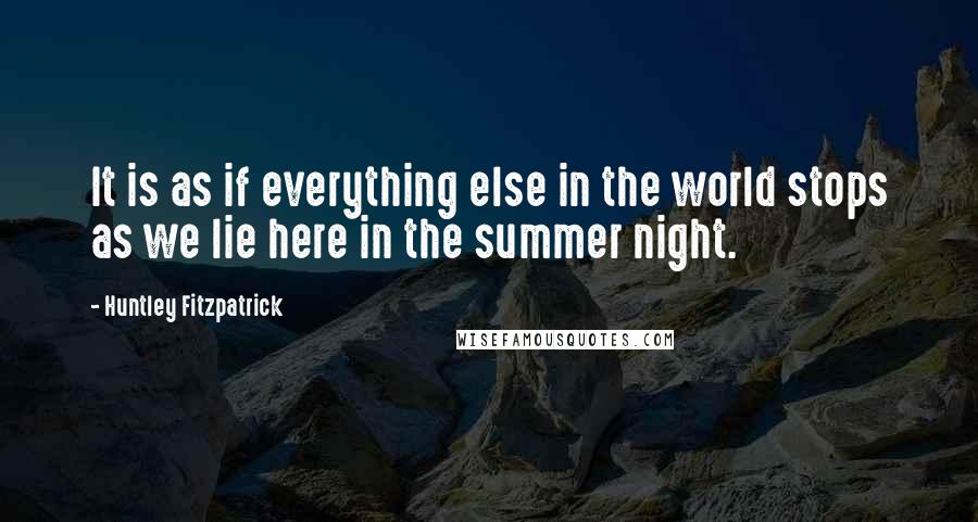 Huntley Fitzpatrick Quotes: It is as if everything else in the world stops as we lie here in the summer night.