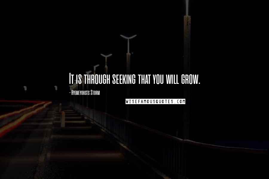 Hyemeyohsts Storm Quotes: It is through seeking that you will grow.