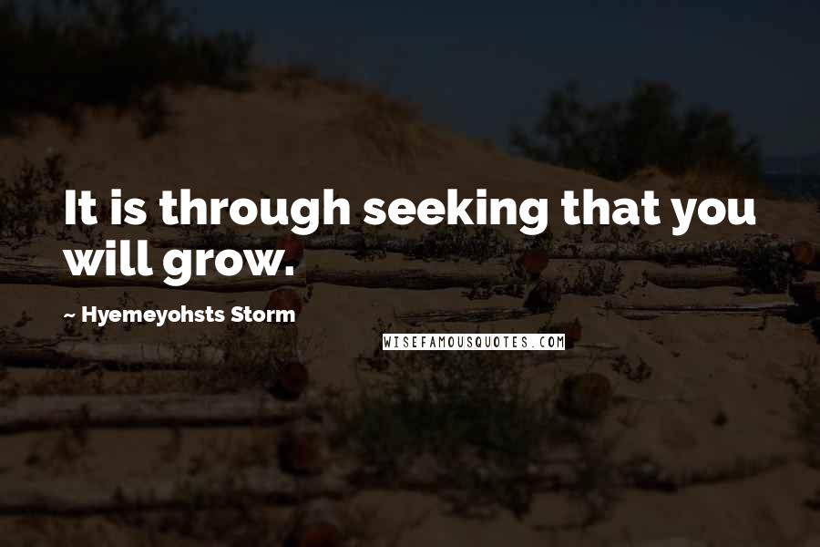 Hyemeyohsts Storm Quotes: It is through seeking that you will grow.