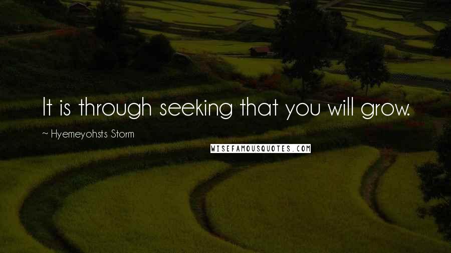 Hyemeyohsts Storm Quotes: It is through seeking that you will grow.