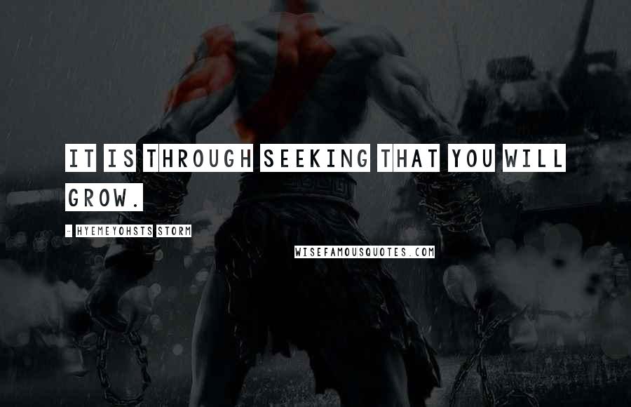 Hyemeyohsts Storm Quotes: It is through seeking that you will grow.