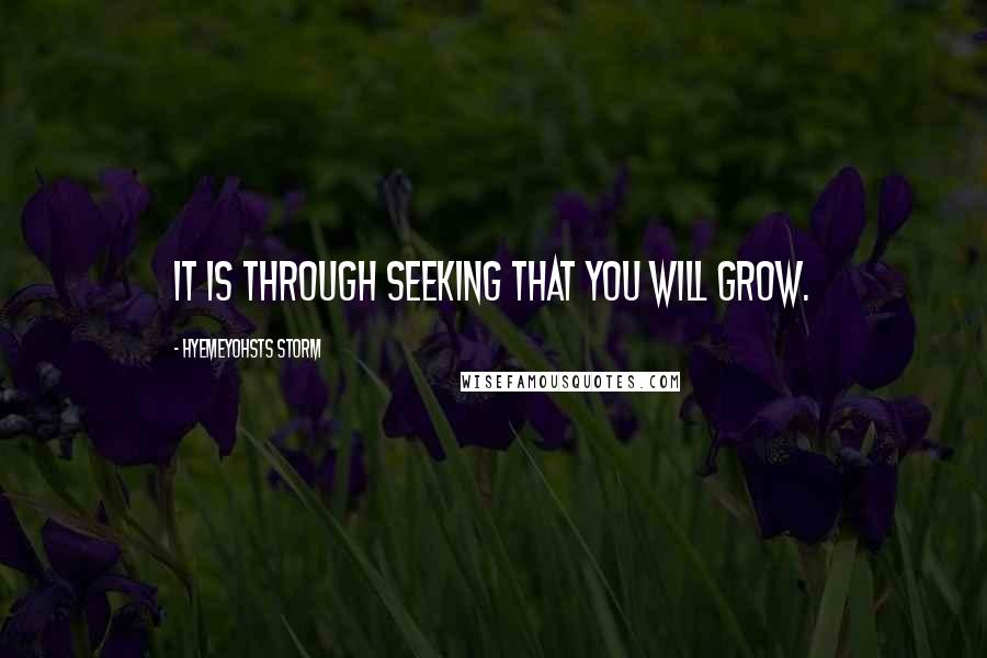 Hyemeyohsts Storm Quotes: It is through seeking that you will grow.