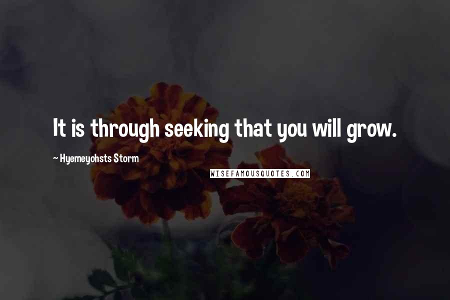 Hyemeyohsts Storm Quotes: It is through seeking that you will grow.