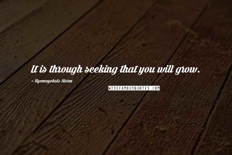 Hyemeyohsts Storm Quotes: It is through seeking that you will grow.