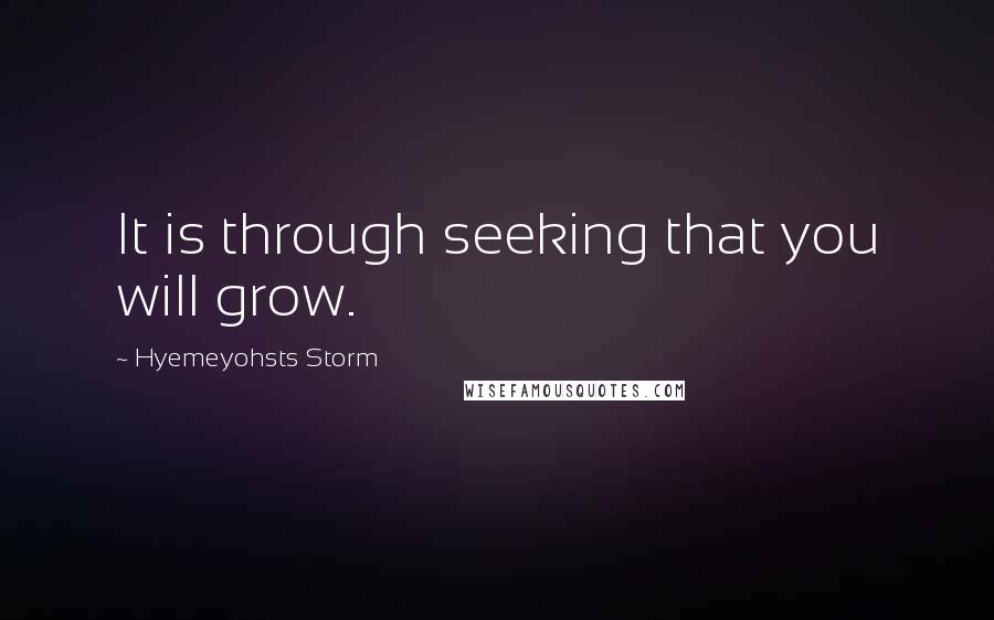 Hyemeyohsts Storm Quotes: It is through seeking that you will grow.