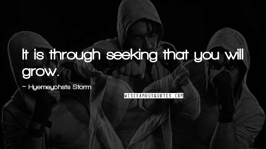 Hyemeyohsts Storm Quotes: It is through seeking that you will grow.