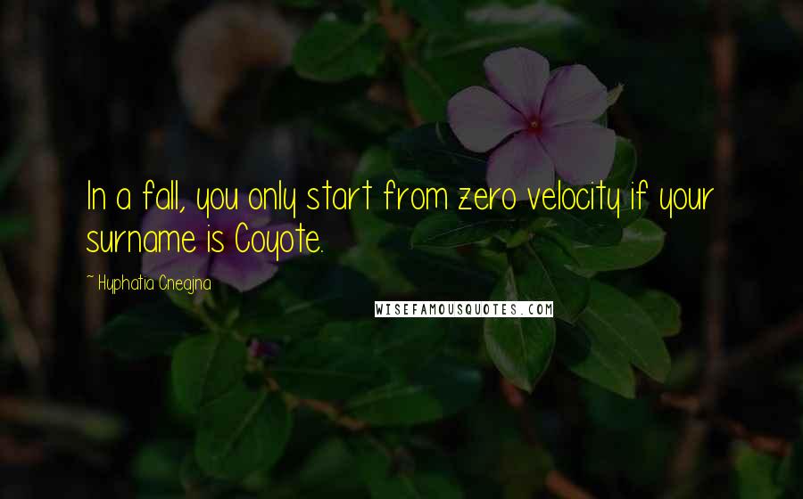 Hyphatia Cneajna Quotes: In a fall, you only start from zero velocity if your surname is Coyote.
