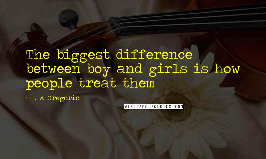 I. W. Gregorio Quotes: The biggest difference between boy and girls is how people treat them