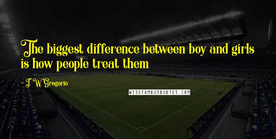 I. W. Gregorio Quotes: The biggest difference between boy and girls is how people treat them