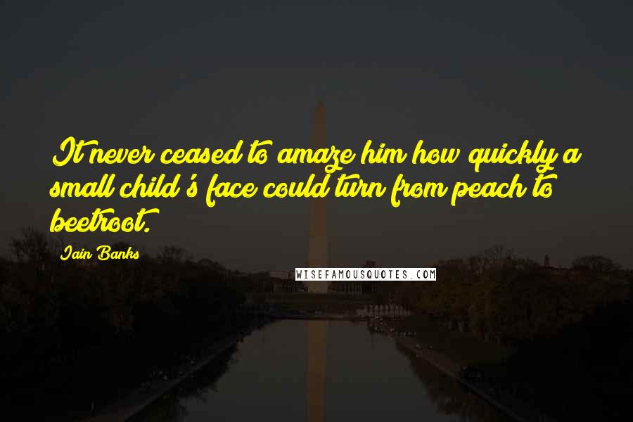 Iain Banks Quotes: It never ceased to amaze him how quickly a small child's face could turn from peach to beetroot.