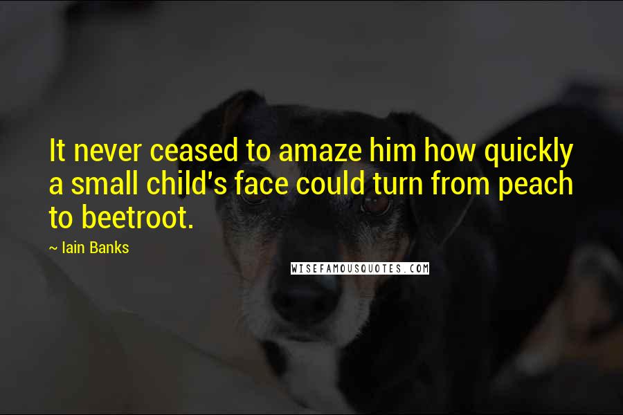 Iain Banks Quotes: It never ceased to amaze him how quickly a small child's face could turn from peach to beetroot.