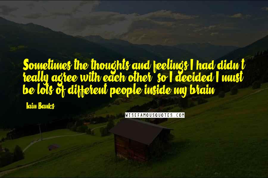 Iain Banks Quotes: Sometimes the thoughts and feelings I had didn't really agree with each other, so I decided I must be lots of different people inside my brain.