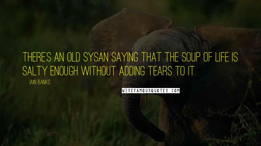 Iain Banks Quotes: There's an old Sysan saying that the soup of life is salty enough without adding tears to it.