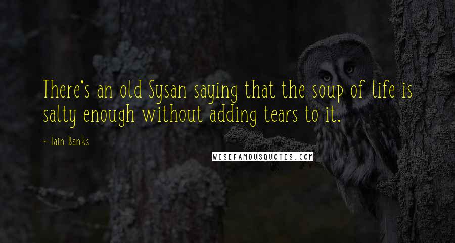 Iain Banks Quotes: There's an old Sysan saying that the soup of life is salty enough without adding tears to it.