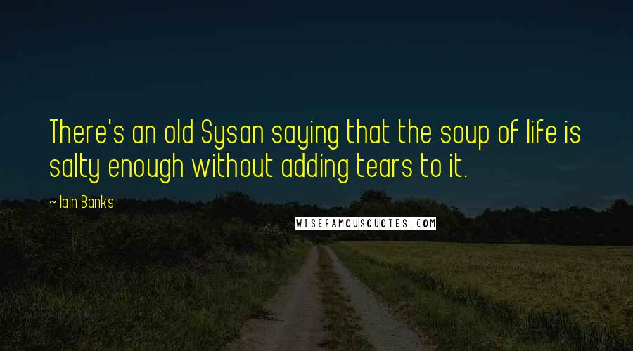 Iain Banks Quotes: There's an old Sysan saying that the soup of life is salty enough without adding tears to it.