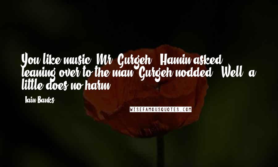 Iain Banks Quotes: You like music, Mr. Gurgeh?" Hamin asked, leaning over to the man. Gurgeh nodded. "Well, a little does no harm.
