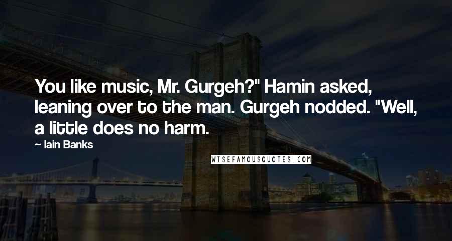 Iain Banks Quotes: You like music, Mr. Gurgeh?" Hamin asked, leaning over to the man. Gurgeh nodded. "Well, a little does no harm.