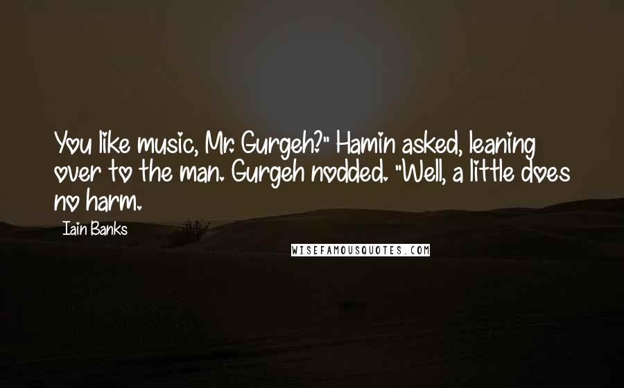 Iain Banks Quotes: You like music, Mr. Gurgeh?" Hamin asked, leaning over to the man. Gurgeh nodded. "Well, a little does no harm.