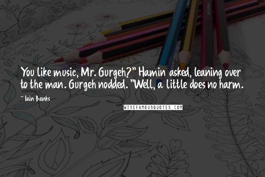 Iain Banks Quotes: You like music, Mr. Gurgeh?" Hamin asked, leaning over to the man. Gurgeh nodded. "Well, a little does no harm.