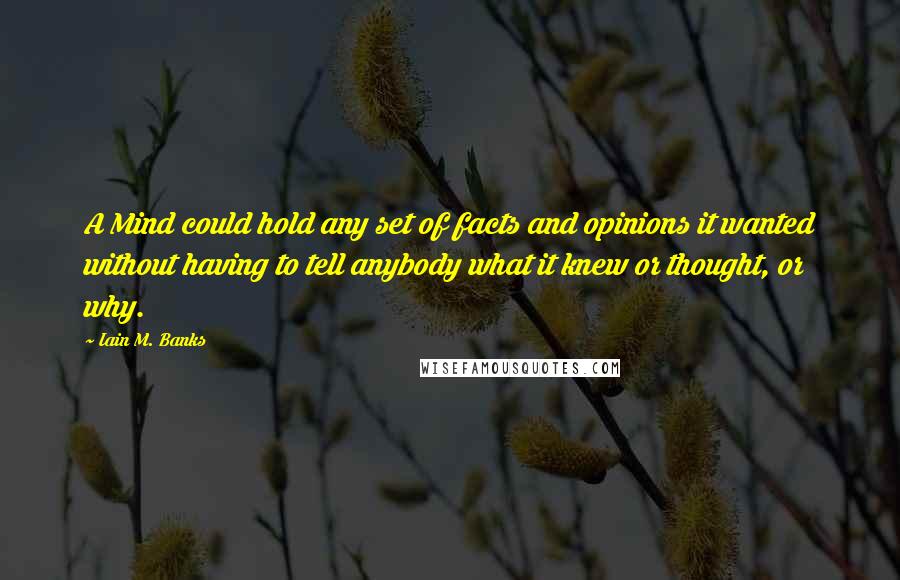 Iain M. Banks Quotes: A Mind could hold any set of facts and opinions it wanted without having to tell anybody what it knew or thought, or why.