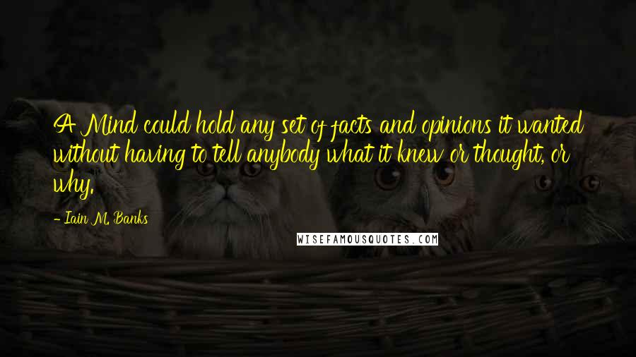 Iain M. Banks Quotes: A Mind could hold any set of facts and opinions it wanted without having to tell anybody what it knew or thought, or why.