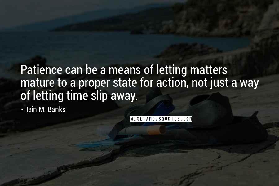 Iain M. Banks Quotes: Patience can be a means of letting matters mature to a proper state for action, not just a way of letting time slip away.