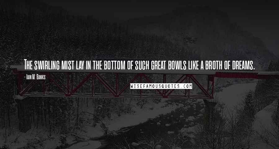 Iain M. Banks Quotes: The swirling mist lay in the bottom of such great bowls like a broth of dreams.