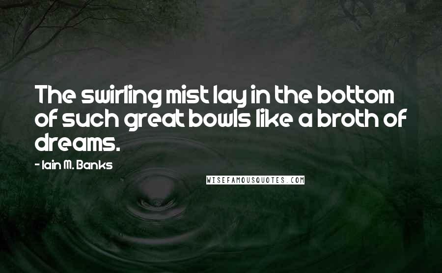 Iain M. Banks Quotes: The swirling mist lay in the bottom of such great bowls like a broth of dreams.