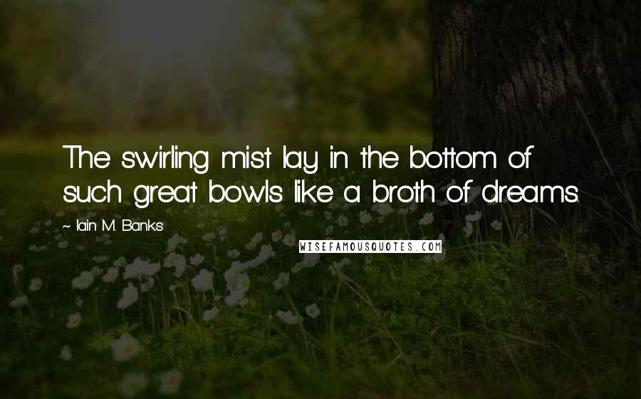 Iain M. Banks Quotes: The swirling mist lay in the bottom of such great bowls like a broth of dreams.