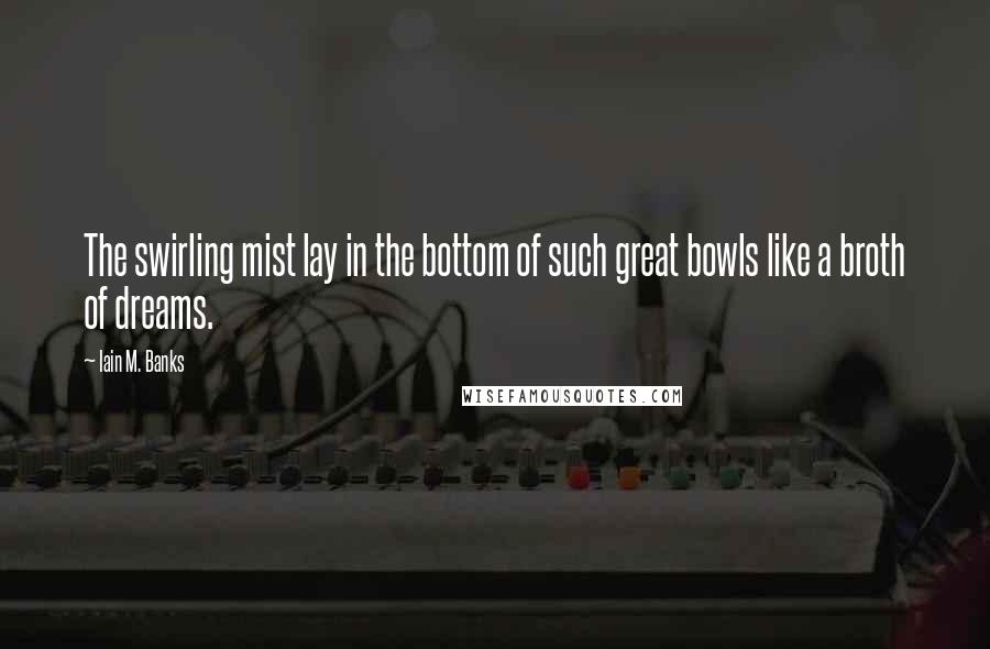 Iain M. Banks Quotes: The swirling mist lay in the bottom of such great bowls like a broth of dreams.