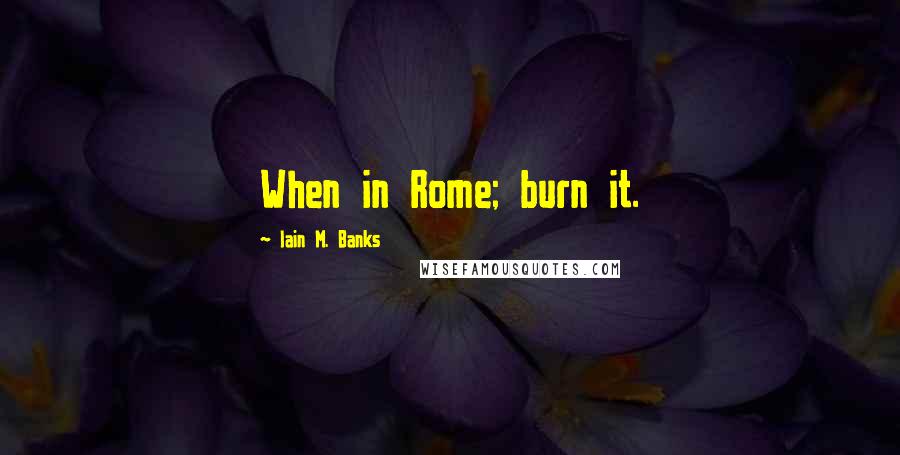 Iain M. Banks Quotes: When in Rome; burn it.