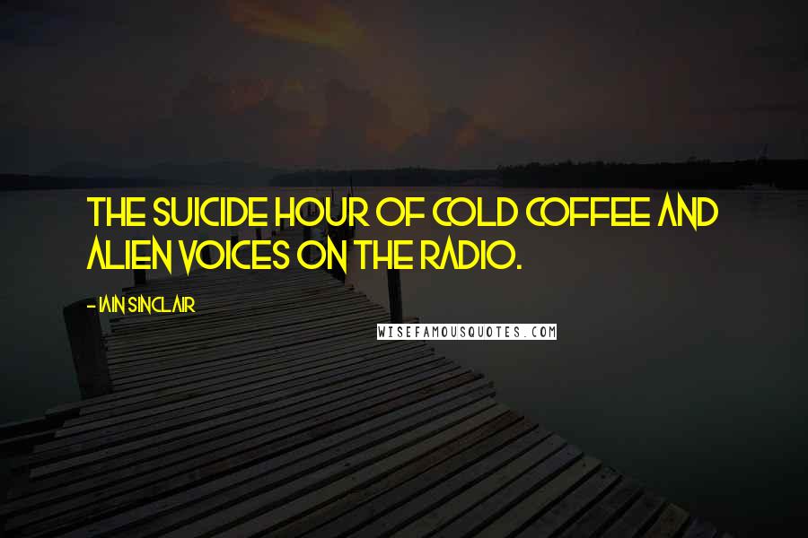 Iain Sinclair Quotes: The suicide hour of cold coffee and alien voices on the radio.