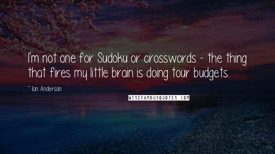 Ian Anderson Quotes: I'm not one for Sudoku or crosswords - the thing that fires my little brain is doing tour budgets.