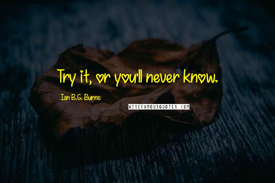 Ian B.G. Burns Quotes: Try it, or you'll never know.