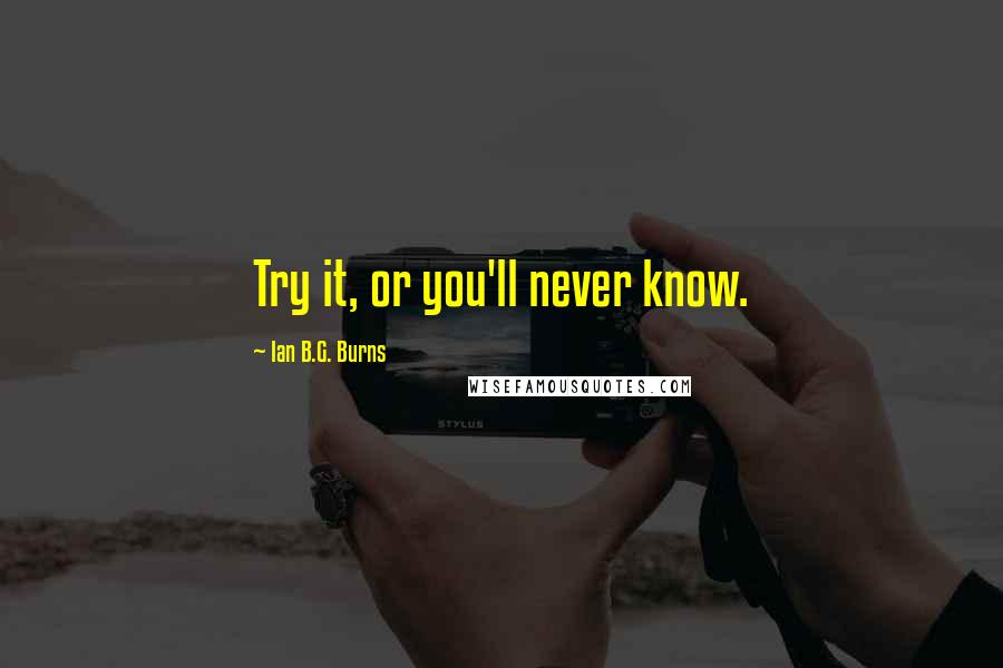 Ian B.G. Burns Quotes: Try it, or you'll never know.