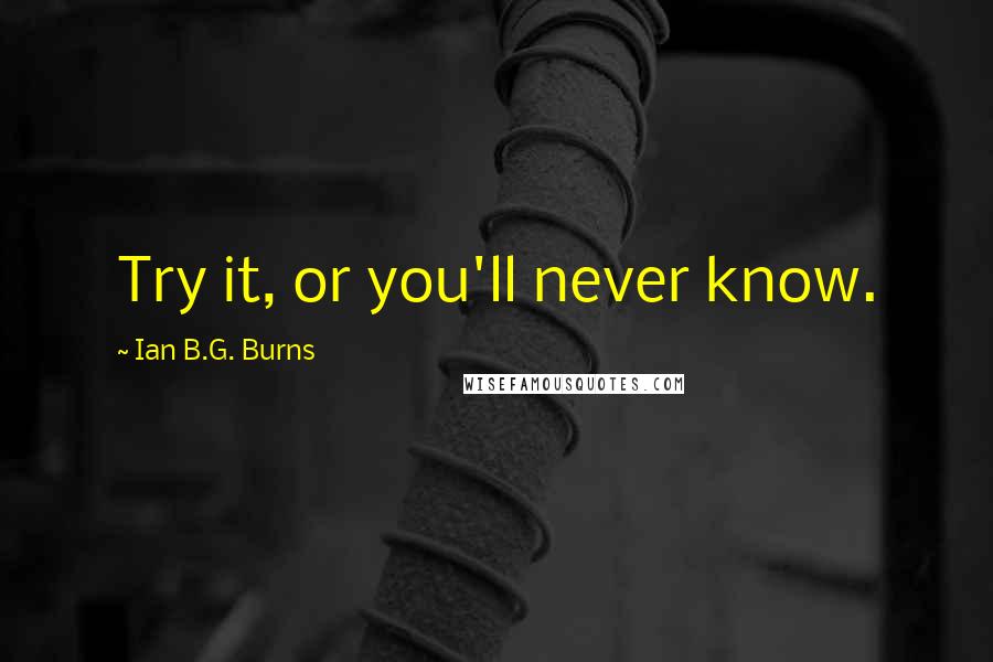 Ian B.G. Burns Quotes: Try it, or you'll never know.