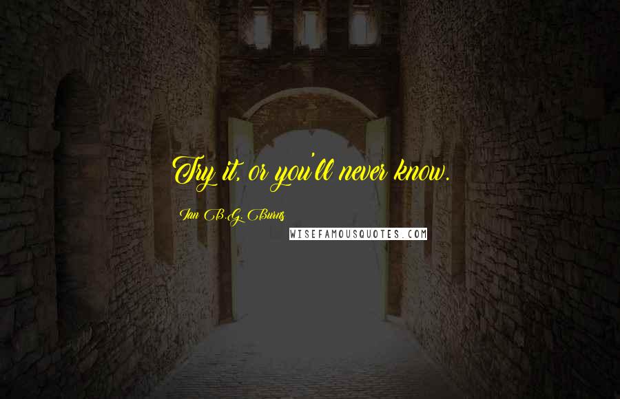 Ian B.G. Burns Quotes: Try it, or you'll never know.