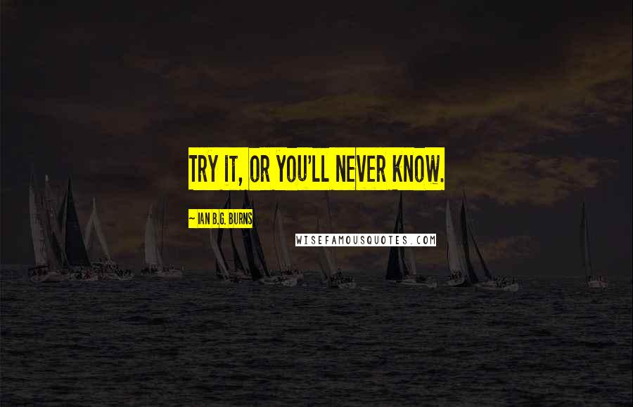 Ian B.G. Burns Quotes: Try it, or you'll never know.