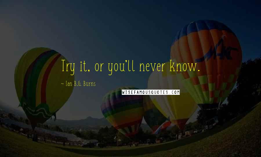 Ian B.G. Burns Quotes: Try it, or you'll never know.