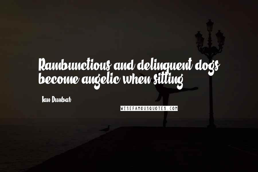 Ian Dunbar Quotes: Rambunctious and delinquent dogs become angelic when sitting.