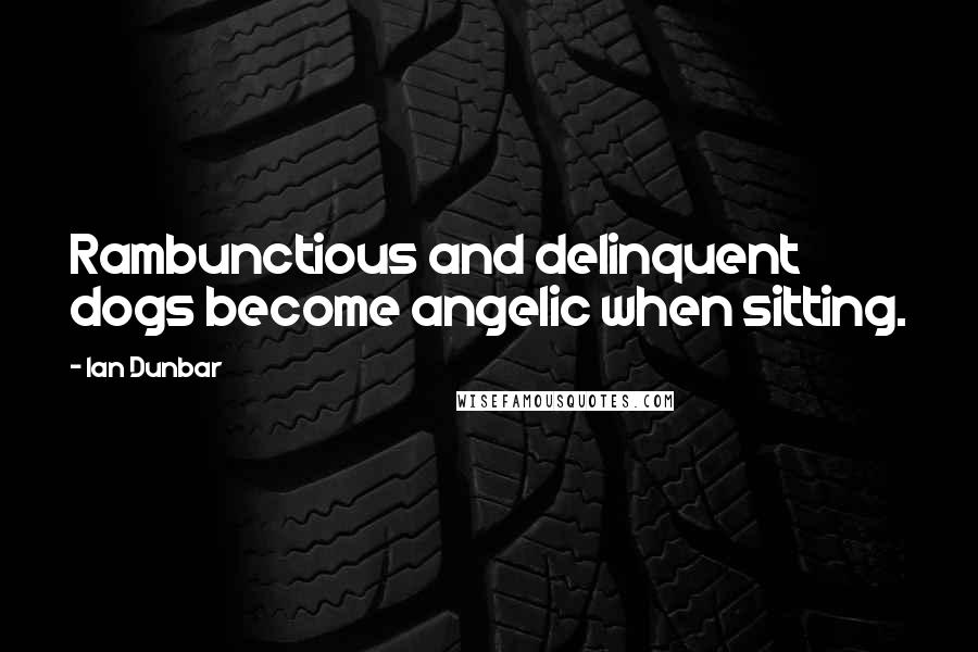Ian Dunbar Quotes: Rambunctious and delinquent dogs become angelic when sitting.