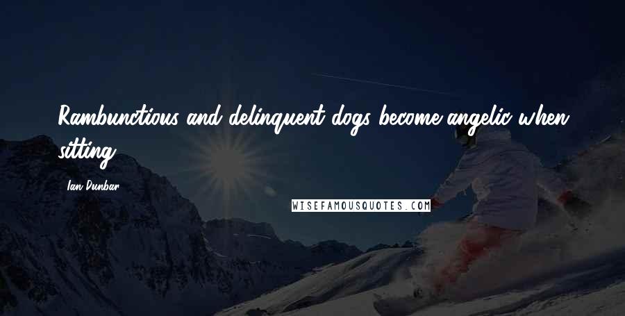Ian Dunbar Quotes: Rambunctious and delinquent dogs become angelic when sitting.