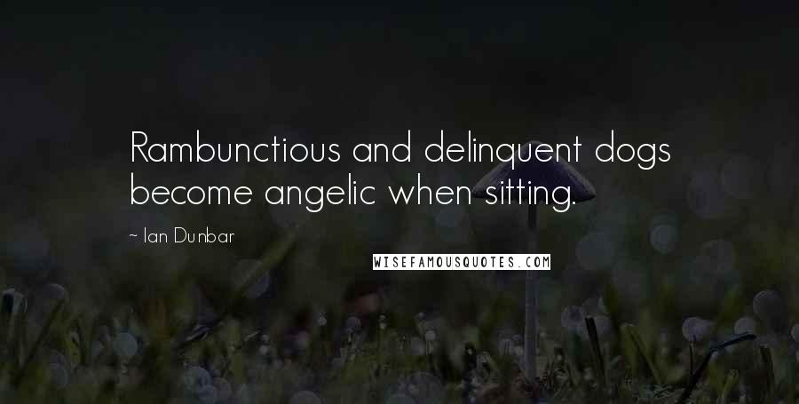 Ian Dunbar Quotes: Rambunctious and delinquent dogs become angelic when sitting.