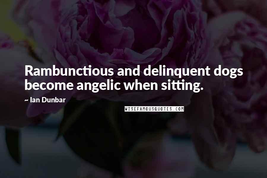 Ian Dunbar Quotes: Rambunctious and delinquent dogs become angelic when sitting.