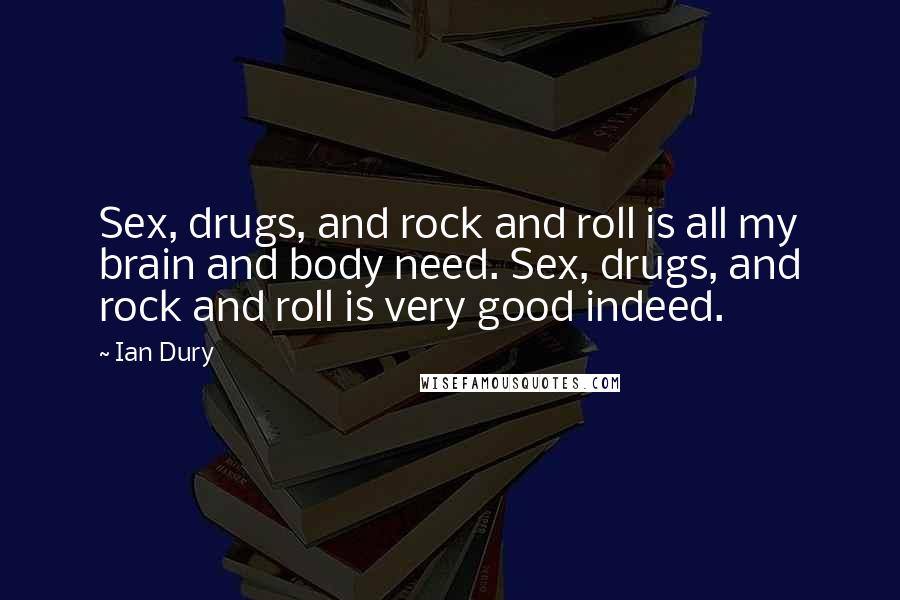 Ian Dury Quotes: Sex, drugs, and rock and roll is all my brain and body need. Sex, drugs, and rock and roll is very good indeed.