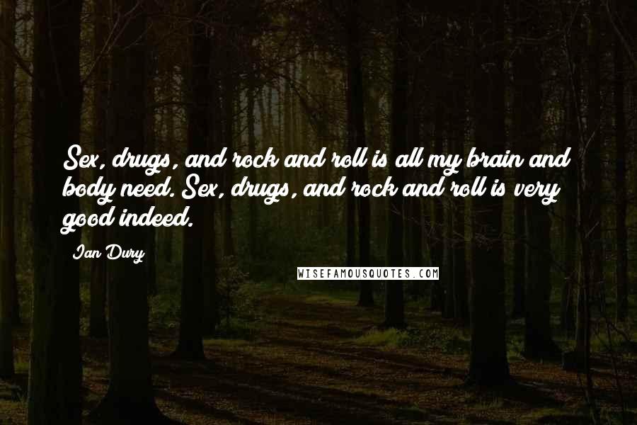 Ian Dury Quotes: Sex, drugs, and rock and roll is all my brain and body need. Sex, drugs, and rock and roll is very good indeed.